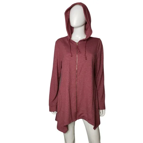 LOGO LORI GOLDSTEIN Maroon Tunic Length Sweatshirt Size Large - Picture 7 of 7